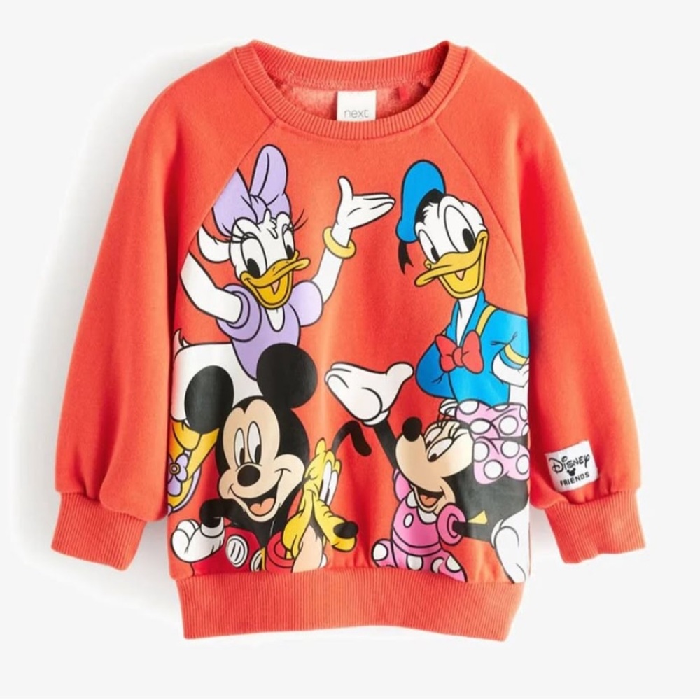 NEXT Disney Orange Sweatshirt with Mickey Mouse Graphic ✨